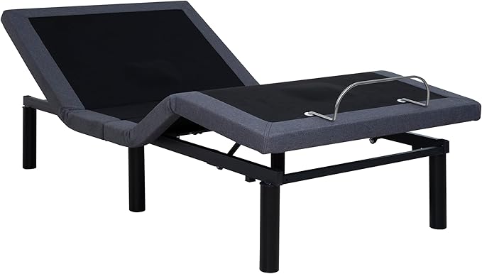 Naomi Home Idealbase Twin XL Adjustable Bed Base with Massage, USB Ports, Under-Bed Light, Wireless Remote, 800 Lb Capacity, Gray Metal Frame, Easy Assembly for Personalized Comfort and Relaxation