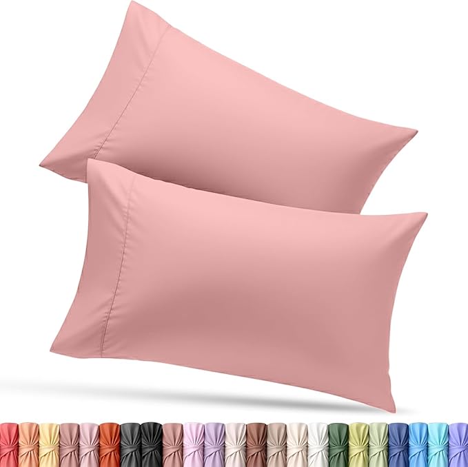 Utopia Bedding Pillow Cases Standard Size 2-Pack – Soft Brushed Microfiber – Envelope Closure – Perfect for Hospitals, Hotels, Guest Rooms – Oeko-TEX Certified, 20x26 Inches (Pink)
