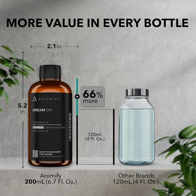 Dream On Diffuser Oil, 6.7 FL Oz, 200 mL, Luxury Hotel Scent Diffuser Oil for Home, Office & Spa, Fragrance Essential Oils for Aromatherapy, Aloe Vera & Cedarwood.