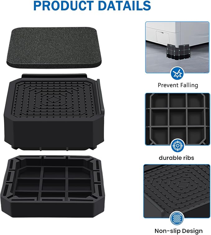 ANNKUT Bed Risers and Furniture Risers, Heavy Duty Adjustable Lifting Blocks for Couches, Desks, and Chairs, Elevates 1.5 Inches, Holds up to 4000 lbs (Black)