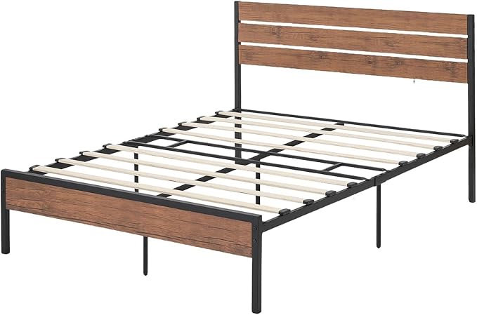 GarveeHome Queen Size Bed Frame with Wood Headboard, Strong Wood Slats Support, Under Bed Storage, Noise-Free, No Box Spring Needed
