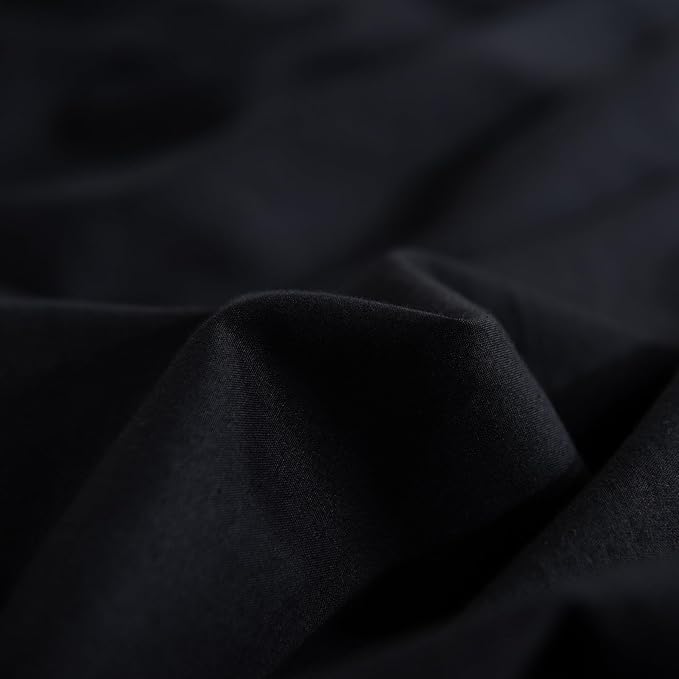 NEXHOME PRO Queen Duvet Cover Set – 100% Certified Organic Cotton with Washed Feel & Linen-Like Texture, Comfortable & Breathable, Home Bedding Set Black (No Comforter)