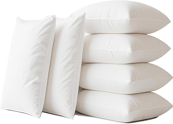 Waterproof Pillow Protectors Standard 20x28 Inches 6 Pack with Zipper Fully Sealed Dust Moisture Sweat Proof Pillow Case Cover Protector Soft White (6, Queen 20x28)