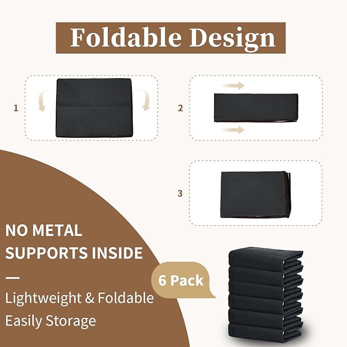 90L Clothes Blanket Storage Bags, 6 Pack Under Bed Storage Bins with Lids, Foldable Closet Organizer with Reinforced Handles for Clothing, Blanket, Comforters, Bed Sheets, Pillows and Toys, Black