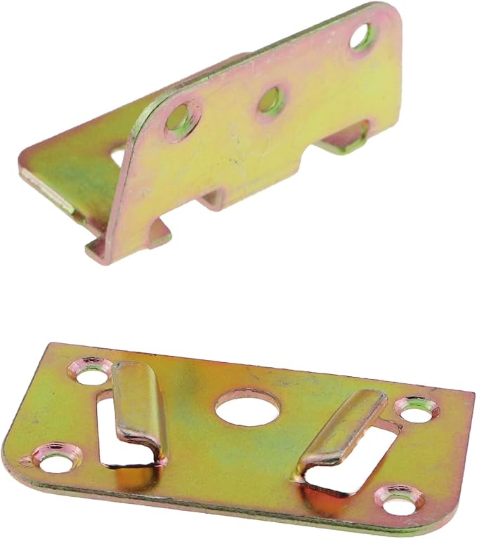 2 Sets One Piece Stamping Molding Furniture Accessories Bed Hanging Support Invisible Color Zinc Hinges Heavy Duty Cabinet Sofa Rail Bracket Slat Connector Metal Fastener