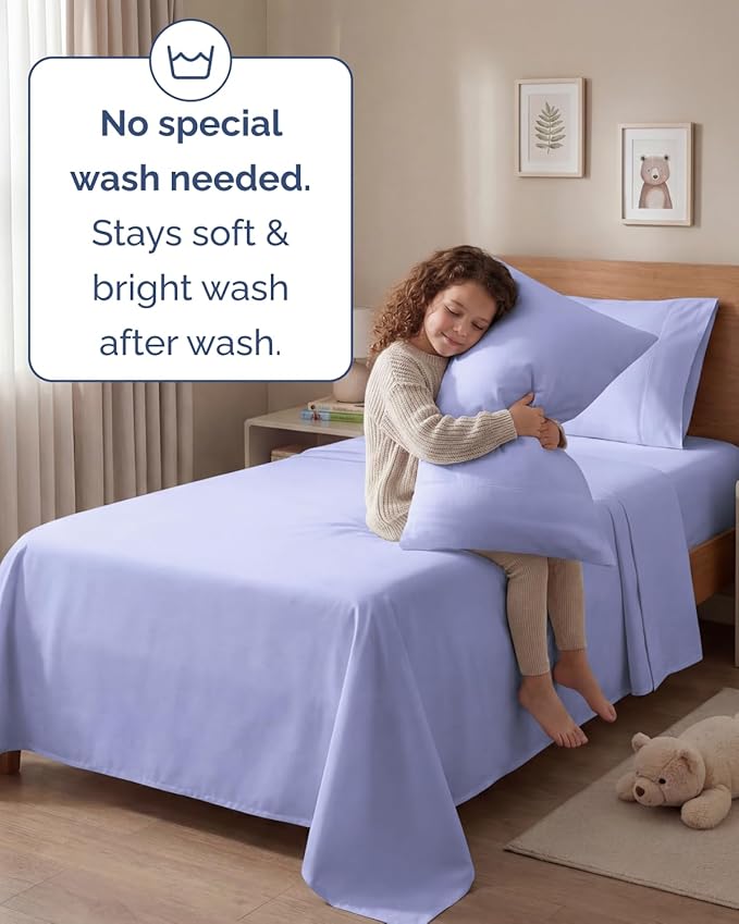Twin 4 Piece Sheet Set - Comfy, Breathable & Cooling - Hotel Luxury Bedding for Women, Men, Kids, Teens and Children - 1 Flat & 1 Fitted Sheet & 2 Pillowcases w/ Deep Pockets - Wrinkle Free - Lavender