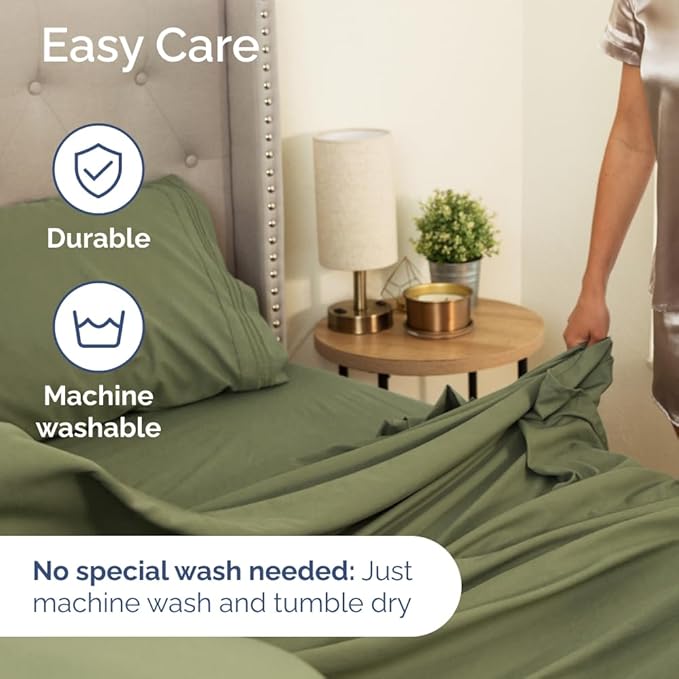 Flex Top Split Head King 4 Piece Sheet Set - Ultra-Soft, Breathable & Cooling Bed Sheets Set - Hotel Luxury Bedding for Women & Men with Deep Pockets - Wrinkle and Fade Free - Oeko-Tex - Sage Green