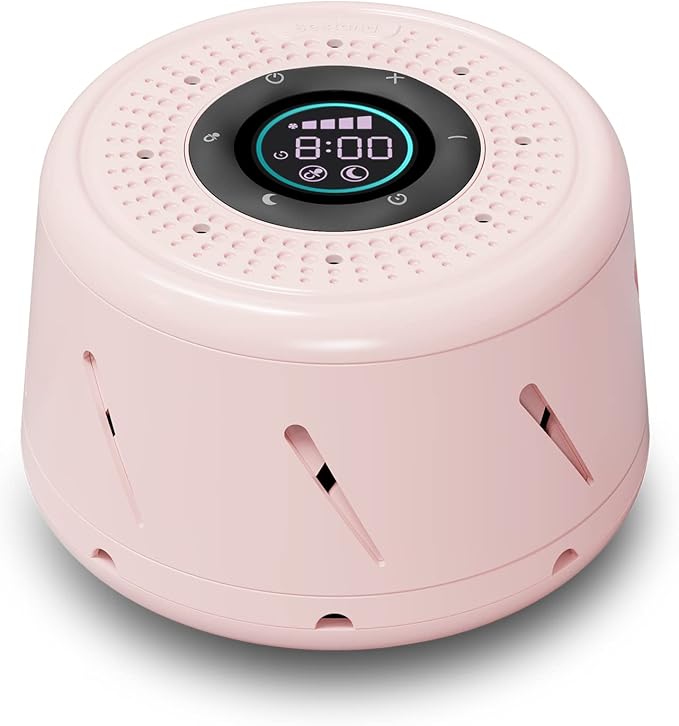 Real Fan White Noise Machine Sleep Sound Machine with Smart Mode, Timer & LED Display for Better Sleep, Office Privacy, Travel & Baby (Pink)