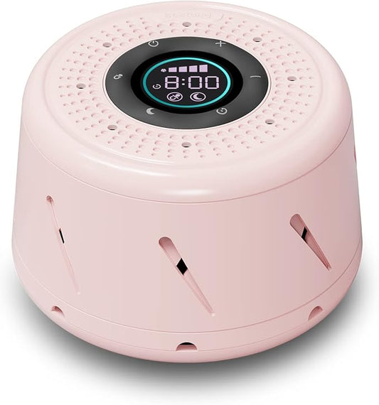 Real Fan White Noise Machine Sleep Sound Machine with Smart Mode, Timer & LED Display for Better Sleep, Office Privacy, Travel & Baby (Pink)