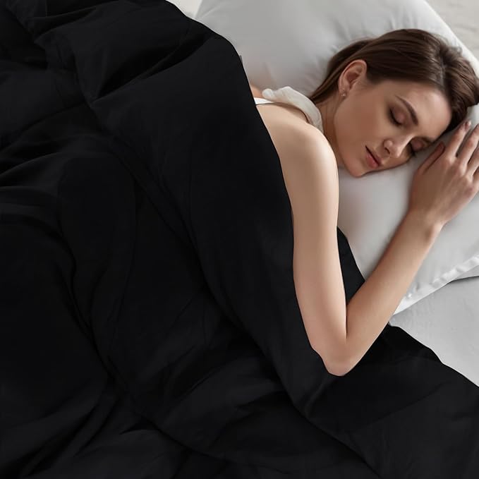 NEXHOME PRO Full Duvet Cover Set – 100% Certified Organic Cotton with Washed Feel & Linen-Like Texture, Comfortable & Breathable, Home Bedding Set Black (No Comforter)