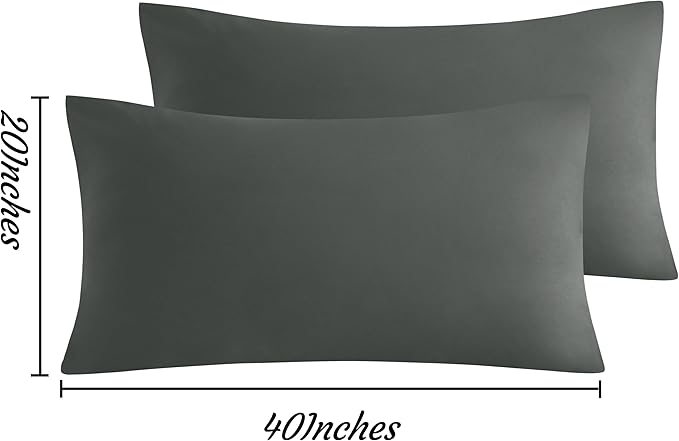 NTBAY King Pillow Cases Set of 2, 2 Pack Brushed Microfiber 20x40 Pillow Cases, Soft, Wrinkle, Fade, Stain Resistant Dark Grey Pillow Cases with Envelope Closure, 20x40 Inches, Dark Grey