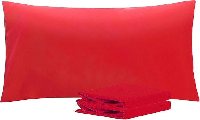 NTBAY King Pillowcase Set - 2 Pack Brushed Microfiber 20x40 Pillowcases - Soft, Wrinkle-Free, Fade-Resistant, Stain-Resistant, Red Pillowcases with Envelope Closure - 20x40 Inches, Red