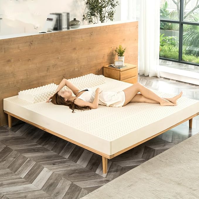 Natural Premium Latex Mattress Topper, Medium Firm Single and Double Bed Topper Help Relief Shoulder and Back Pain,4in,200x220cm(79x87in)