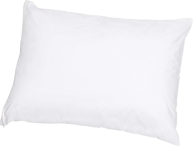 Amazon Basics Standard Breathable 100% Cotton Hypoallergenic Pillow Protector with Zipper, Machine Washable, White, 27 x 21 Inches, Pillows Not Included (Pack of 2)