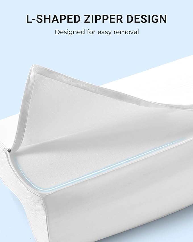 Elviros Memory Foam Pillows for Neck Pain Relief, Adjustable Height Cooling Bed Pillow for Sleeping, Ergonomic Orthopedic Cervical Neck Pillow for Side and Back Sleepers, Queen Size, 23.6"×14"×5.3"