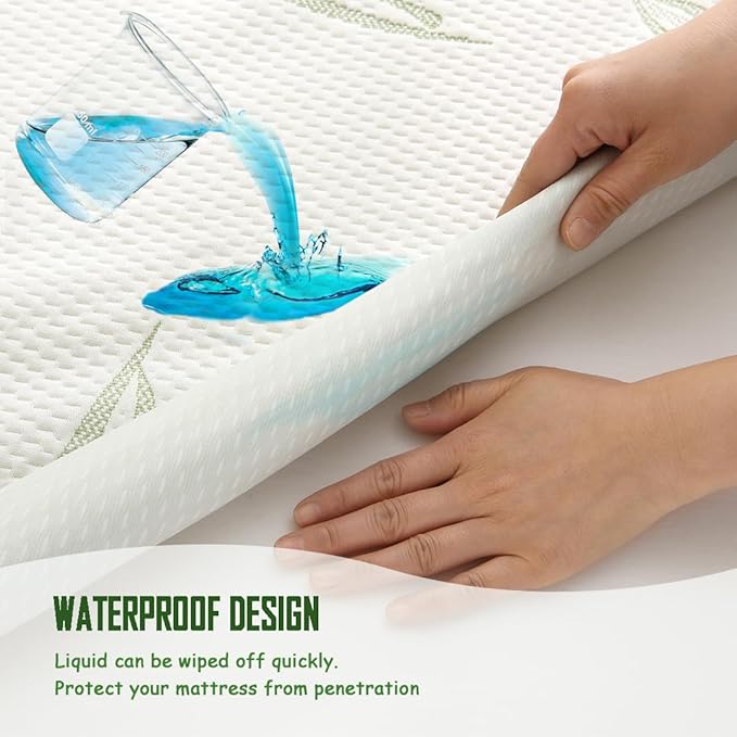 Full Size Waterproof Mattress Protector, Premium Cooling Viscose from Bamboo Mattress Pad, Breathable, Noiseless, Cooling & Machine-Washable Bed Cover with 21" Deep Pocket