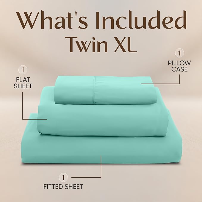 Utopia Bedding Twin XL Sheet Set – 3 Piece Bed Sheets for Twin XL Size Bed, Soft and Breathable Microfiber, Includes 1 Fitted Sheet, 1 Flat Sheet and 1 Pillowcase – Oeko Tex (Spa Blue)