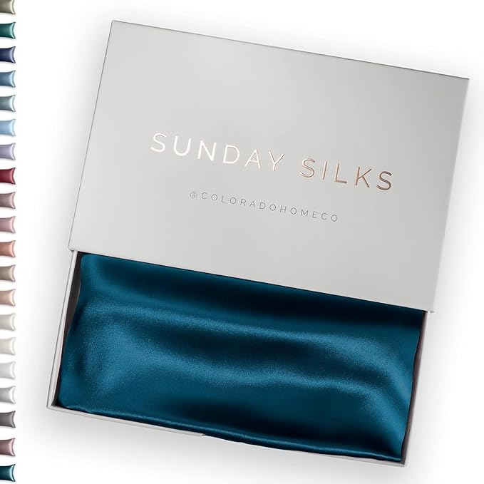 SUNDAYSILKS™ 100% Mulberry Silk Pillowcase, Silk Pillow Cases for Hair & Skin, Superior to Satin Pillowcase, with Zipper, Standard, Queen, King Sizes, Anti-Wrinkle, Cooling, Non-Slip Silk Pillowcases