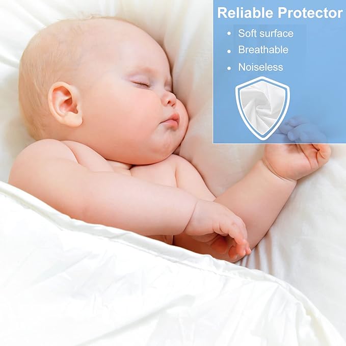 Twin Waterproof Mattress Protector - Noiseless, Breathable, Machine Washable Fitted Mattress Cover with Deep Pockets up to 5”-21”（White）