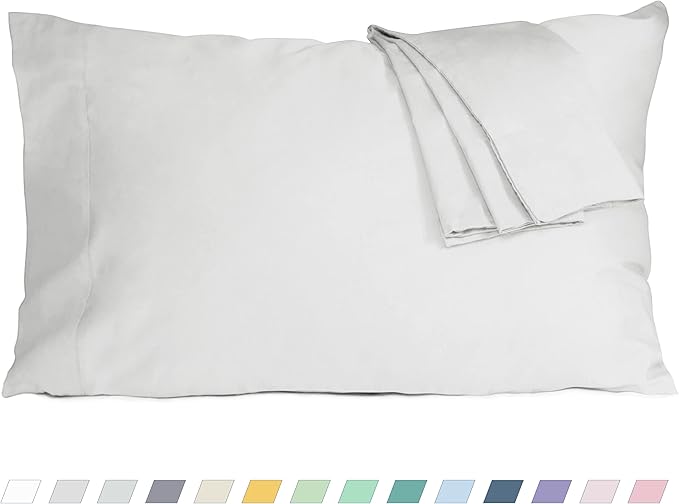 Pillow Cases, Standard Queen Size Cotton Percale Weave Pillowcases, Pre-Shrunk Breathable and Hypoallergenic Pillowcases, Set of 2 (2 Piece Standard/Queen 20 Inch x 30 Inch, Light Gray)
