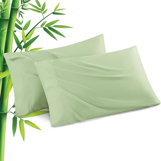 Pillowcases Queen Size 2 Pack, Cooling Viscose from Bamboo Pillow Cases with Envelope Closure, Cool & Breathable Pillow Cover for Hot Sleepers and Night Sweats, 20" x 30"