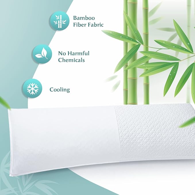 Rainmr Extra Firm Body Pillow 1.5cm Cubies Memory Foam – Pain Relief & Sleeping & Supportive – with Cooling Cover Hug Pillows 20 x 54 inches