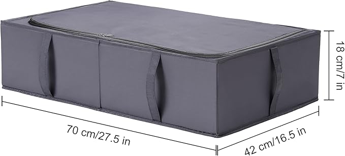 TYEERS Under Bed Storage Containers, Durable Fabric, Washable, Collapsible, Under Bed Storage Bins for Clothes, Blankets, Sheets, Shoes, 27.5x16.5x7 Inches, 1-Pack, Dark Grey