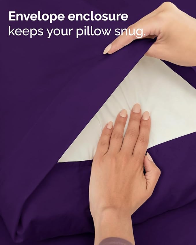 Twin 4 Piece Sheet Set - Comfy, Breathable & Cooling - Hotel Luxury Bedding for Women, Men, Kids, Teens and Children - 1 Flat & 1 Fitted Sheet & 2 Pillowcases w/ Deep Pockets - Wrinkle Free - Purple