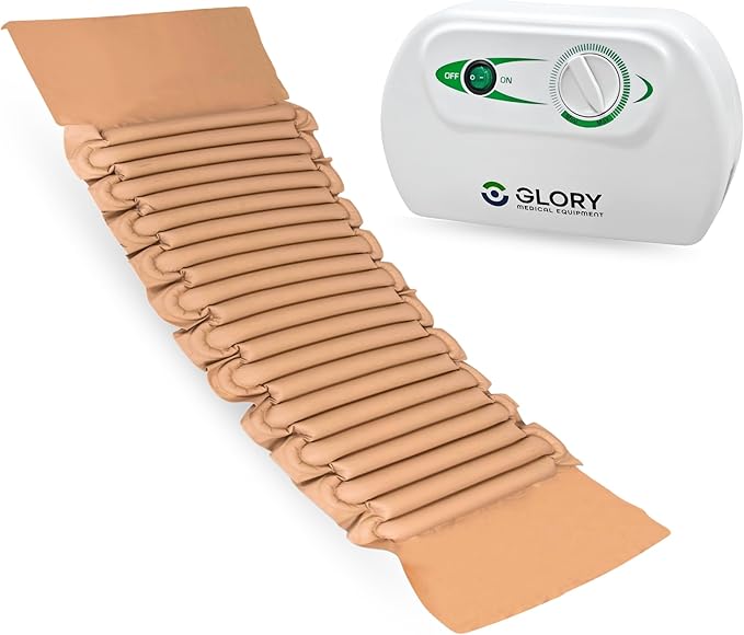 Glory Medical MT‑02 Alternating Pressure Mattress Topper – 12‑Minute Air Cycle, Waterproof Vinyl, Hypoallergenic & Latex‑Free Design, Supports Healthy Circulation for Hospital & Home Beds (78" x 32")