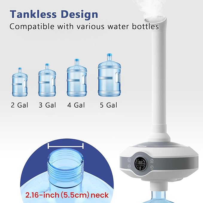 Humidifier Large Room 1000 sq.ft. Whole house & Commercial Humidifier 800ml/h Mist Output, Tankless Ultrasonic Cool Mist Industrial Humidifiers for Home, Office, Plants, Greenhouse, Warehouse