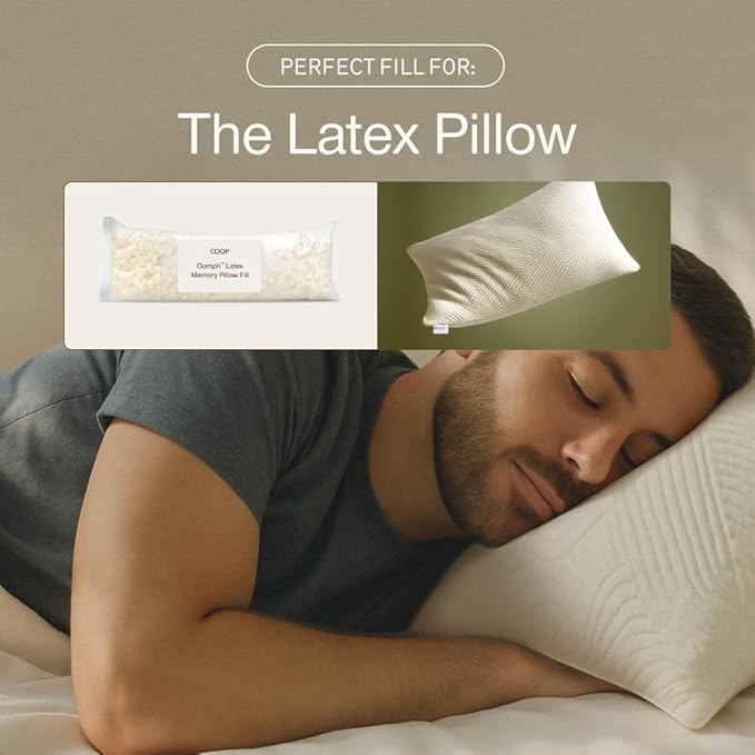 Coop Home Goods Extra Oomph Latex Pillow Fill, Extra Fill Bag of Cross-Cut Talalay Latex and Microfiber Stuffing, Supportive, Naturally Cooling, Eco-Friendly Filler for Bed Pillows