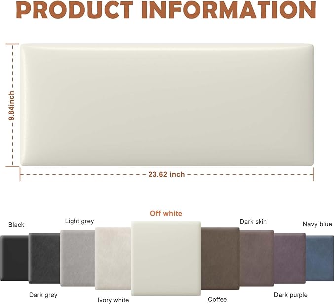 IFNOW Wall Mounted Upholstered Headboard Queen, 3D Peel and Stick Soundproof Wall Panels, Reusable and Removable Padded Headboard Leather Bed, 9 Panels 9.84" x 23.62", Beige