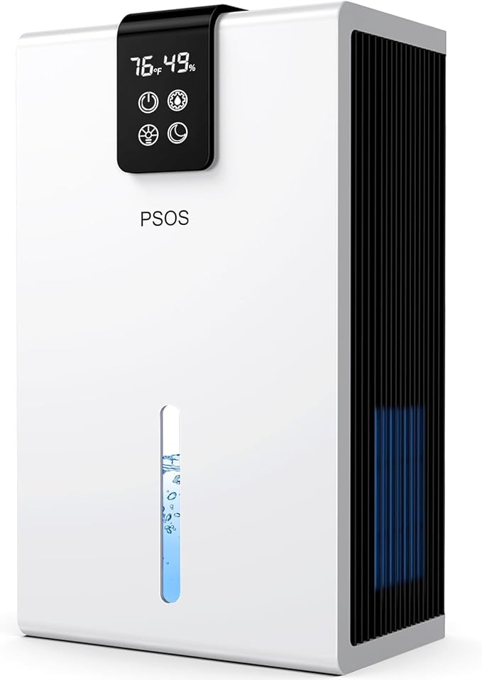 Dehumidifier, Dehumidifiers for Home, 98 OZ Water Tank, (1000 sq.ft) Quiet Dehumidifier for Basement Bathroom Bedroom with Humidity Display, Auto Shut Off, Relaxing 7 Color Ambient Light(White)
