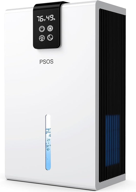 Dehumidifier, Dehumidifiers for Home, 98 OZ Water Tank, (1000 sq.ft) Quiet Dehumidifier for Basement Bathroom Bedroom with Humidity Display, Auto Shut Off, Relaxing 7 Color Ambient Light(White)