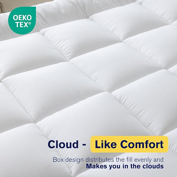Ultimate Comfort and Cooling: 100% Cotton 2" Thick Twin Mattress Topper - Luxurious Softness, Good for Back Pain, Revolutionary Cooling Technology, No-Slip Design, Ideal for Deep Sleep Mattress Pad