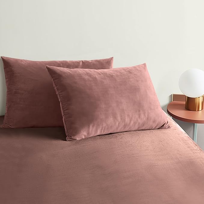 StangH Wild Rose Pink Soft Velvet Pillowcase Bed Pillow Cover for Hair and Skin, Queen Size 20 x 30 inches Set of 2, Luxury Warm Pillow Cover with Hidden Zipper