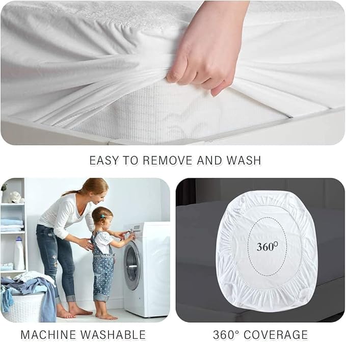 Comfort Beddings 100% Organic Cotton Mattress Protector Calking Size Mattress Cover 250GSM, Waterproof, Noiseless Fitted Bed Cover Protector with 8"-18" Deep Pocket (Black)
