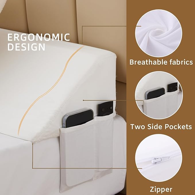 Bedluxe King Wedge Pillow Headboard (76"x10"x6"), Bed Wedge Pillow for Headboard, Foam Headboard Pillow, Bed Gap Filler King - Fill The Gap (0-7"), Mattress Gap Filler (White)