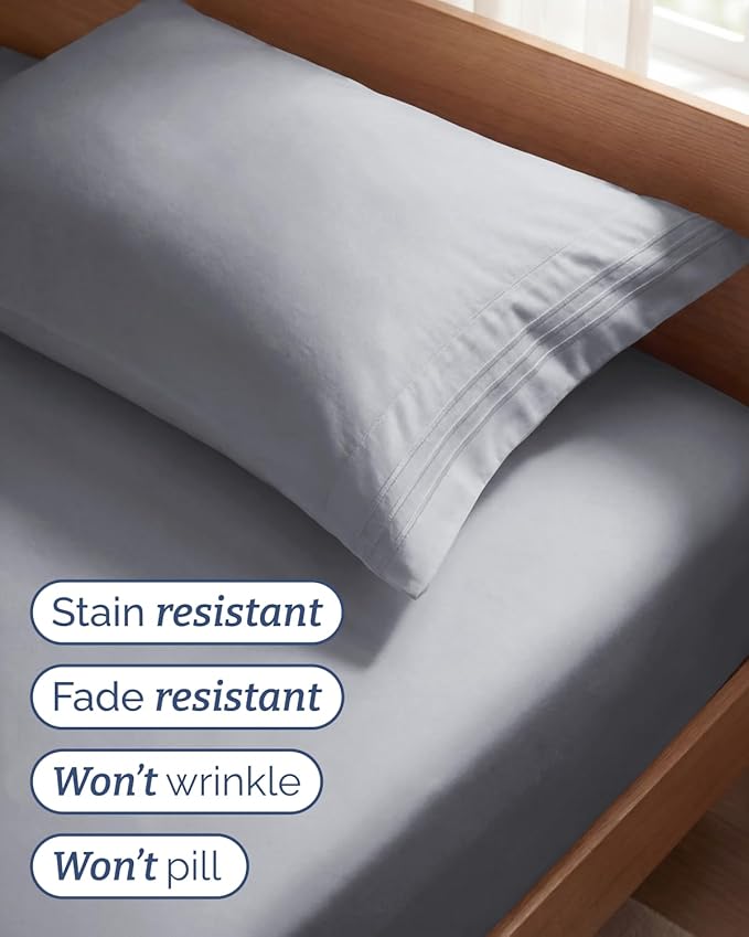 Twin Size 3 Piece Sheet Set - Comfy Breathable & Cooling Sheets - Hotel Luxury Bed Sheets for Women and Men - Deep Pockets, Easy-Fit, Soft and Wrinkle Free Sheets - Steel Blue Oeko-Tex Bed Sheet Set