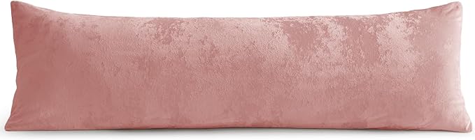 BEDELITE Velvet Body Pillow Cover with Zipper, Soft and Plush 20x54 Long Pillow Case, Velvety Smooth and Cozy Body Pillow Pillowcase for Bedroom and Couch, for All Seasons(Dusty Pink)
