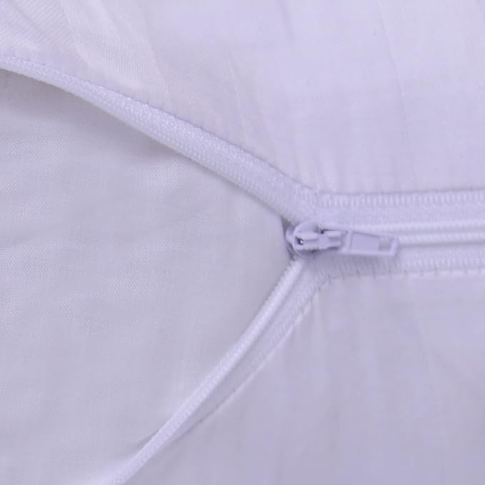 Standard Size Pillow Protector Zipper 2 Pack Egyptian Cotton Sateen Stripe White Pillow Covers Oeko-TEX Certified