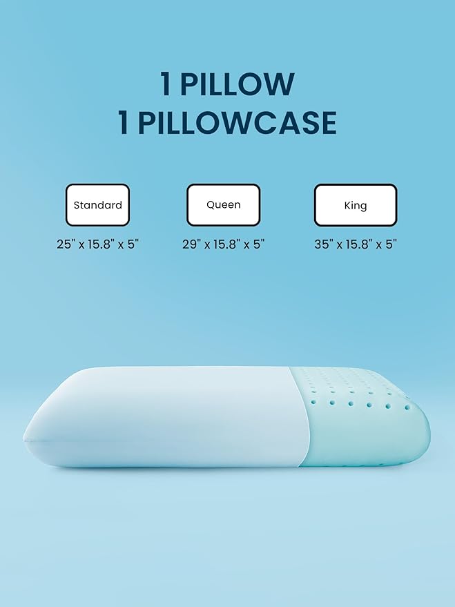 SLEEP ZONE Cooling Memory Foam Pillow - Odorless, Breathable, Skin-Friendly with Superior Support for Back, Stomach or Side Sleepers, Home, Hotel, Hospital Essentials (Blue, King, 2 Pack)