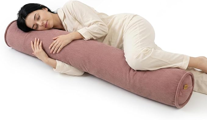 Bolster Pillow for Bed, Small Body Pillow with Long Round Cylinder Design, Couch Roll Pillow for Side Sleepers, Supportive Tube Pillow,47 x 7.87 Inches,Brick Brown
