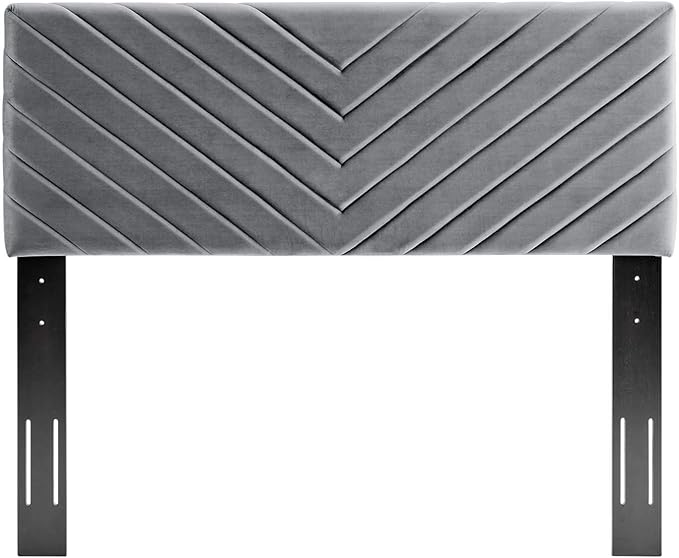 Modway Alyson Chevron Tufted Performance Velvet Full/Queen Headboard, Charcoal