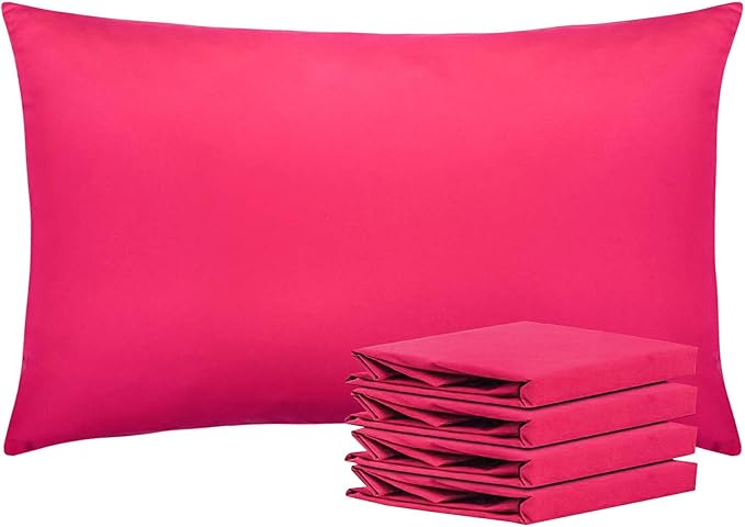 NTBAY Queen Pillowcase Set - 4 Pack Brushed Microfiber 20x30 Pillowcases - Soft, Wrinkle-Free, Fade-Resistant, Stain-Resistant, Magenta Pillowcases with Envelope Closure - 20x30 Inches, Magenta