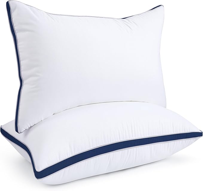 viewstar Bed Pillows Queen Size Set of 2, Firm Support Down Alternative Gusseted Pillows for Side, Back, or Stomach Sleepers, Navy