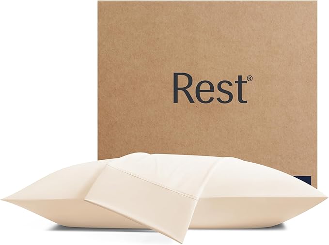 REST® Evercool®+ Cooling Pillowcases King - 2 Pillowcase for Sensitive Skin, Silver Infused Fabric for Hygienic Sleep, Silky Smooth for Curly Hair, High Elastic for Snug Fit (19x35 inches)