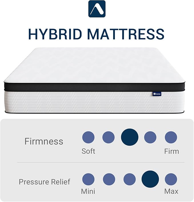 Avenco 12 Inch Full Size Mattress in a Box, Medium Firm Independent Pocket Springs Mattresses for Motion Isolation, Strong Edge Support, CertiPUR-US Certified