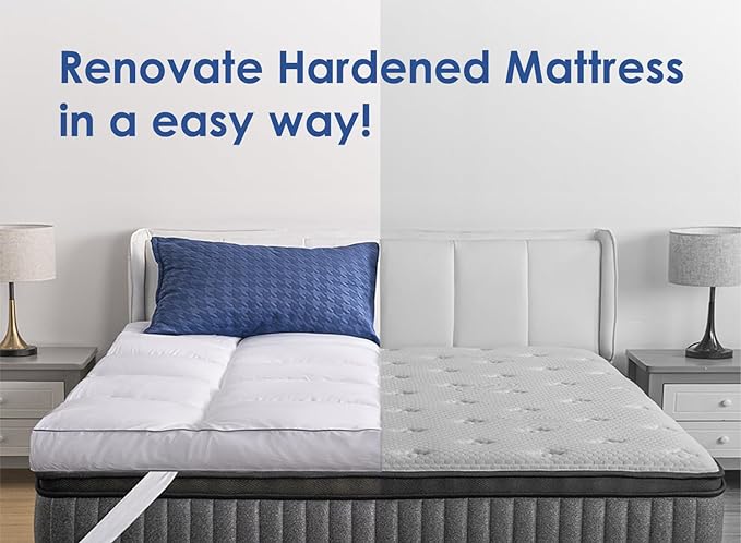 Marine Moon California King Mattress Topper, Extra Thick Bed Topper, Cooling Plush Pillow Top Mattress Toppers Soft Down Alternative Pad, Hotel Quality Pillow Topper, Cal King