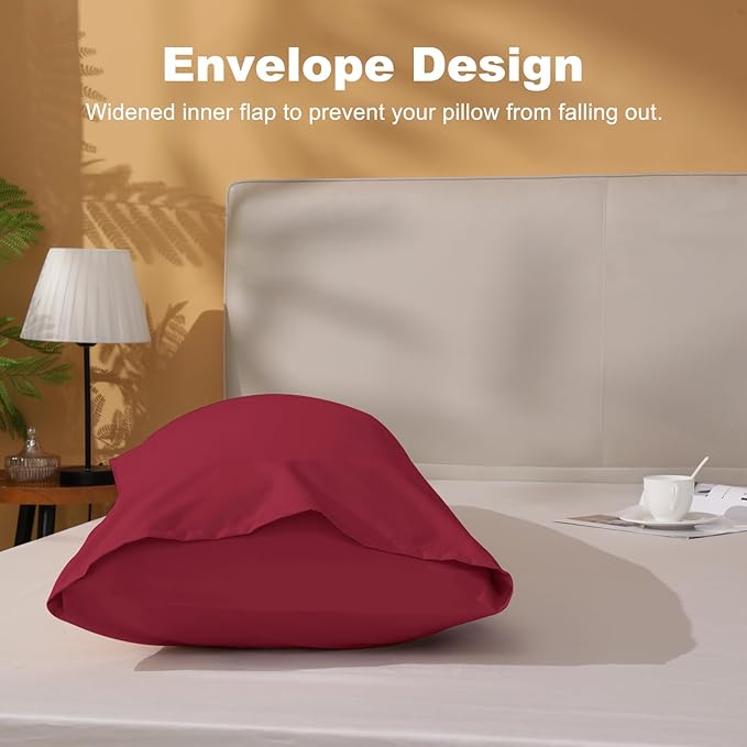 DOWNSTORIA Body Pillow Cover, Ultra Soft Microfiber Long Pillowcase, Envelope Closure Large Pillow Cases 20x54 inch (Burgundy Red)
